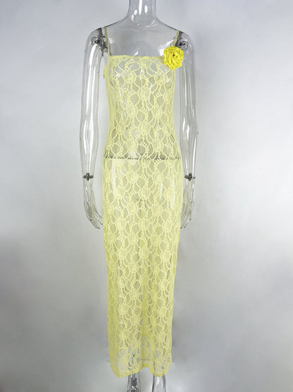 Sling Lace Sheer Slim-fit Sheath Dress
